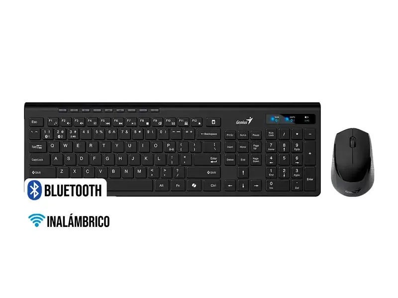 Teclado + Mouse Genius Slimstar 8230 Dual Wireless BT AI Copilot Black