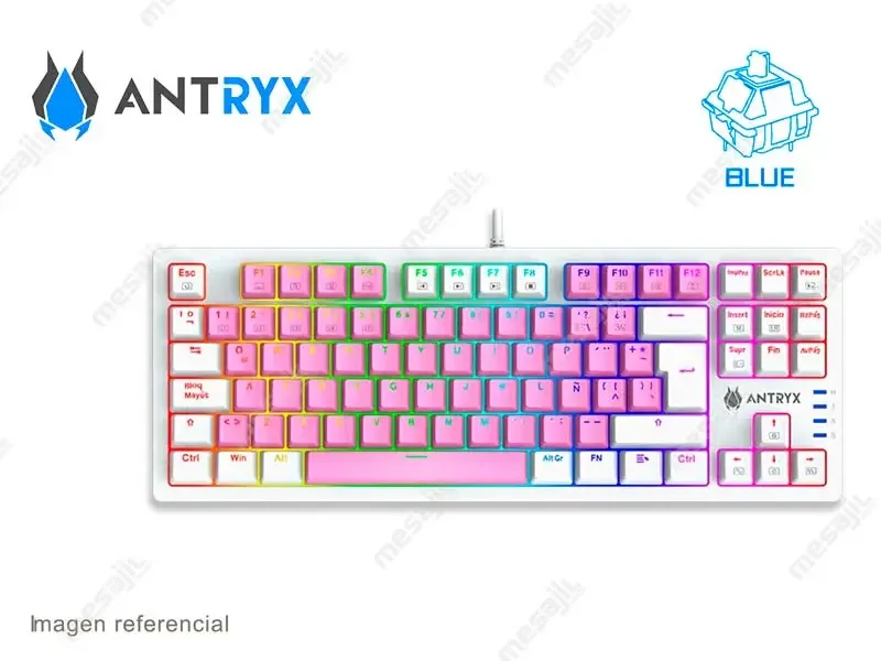 Teclados Gaming Antryx Mecanico TKL Chrome Storm MK840 Pink, Switch Blue (AMK-CS840PBL-SP)