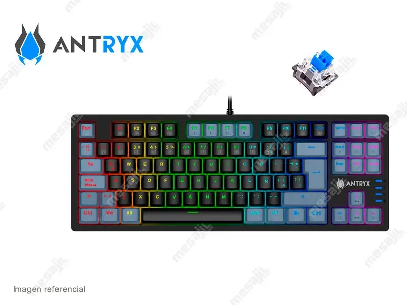 Teclados Gaming Antryx Mecanico TKL Chrome Storm MK840L Black, Blue Switch