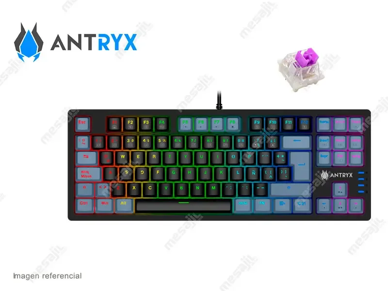 Teclados Gaming Antryx Mecanico TKL Chrome Storm MK840L Black, Purple Switch