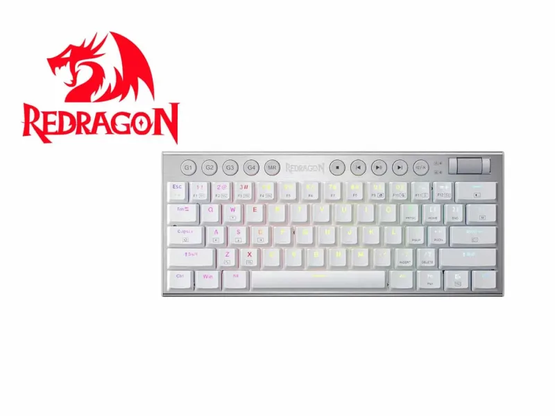 Teclados Redragon HORUS 60% Cableado. English K632-RGB WHITE RED SWITCH