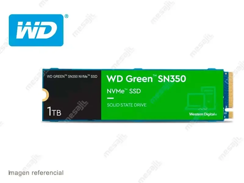 Unidad de Estado Solido Interno M.2 2280 1TB Western Digital Green SN350 NVMe SSD