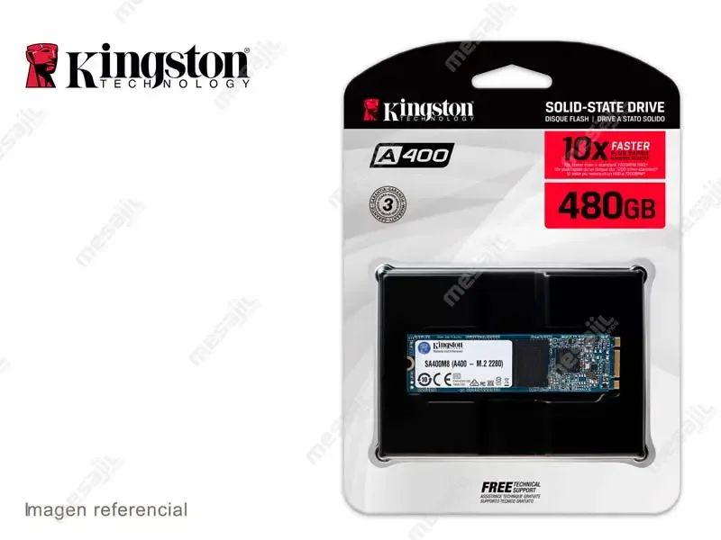 Unidad de Estado Solido Interno M.2 2280 480GB Kingston A400 SSD SATA