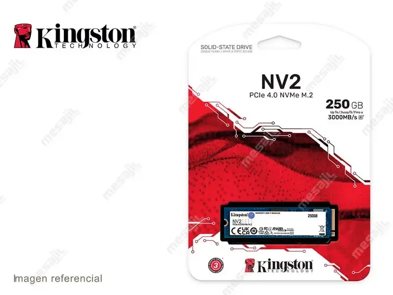 Unidad SSD Interno M.2 2280 250GB Kingston NV2 NVMe Gen 4.0