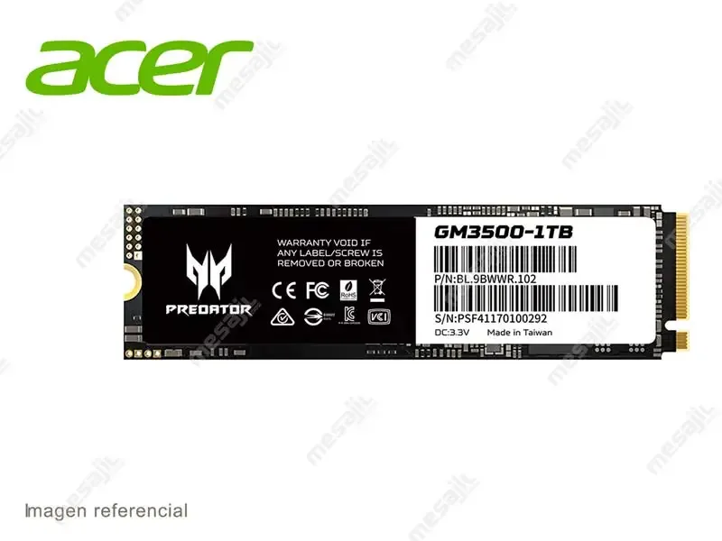 Unidad SSD Interno M.2 Acer Predator GM-3500 1TB PCIe Gen3 NVMe