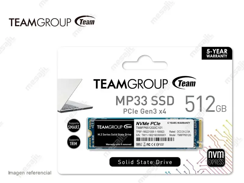 Unidad SSD Interno M.2 Teamgroup MP33 512GB PCIe Gen3 NVMe