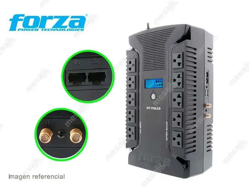 UPS Forza 750VA (450w) HT-752LCD 10 tomas 220v 2-USB