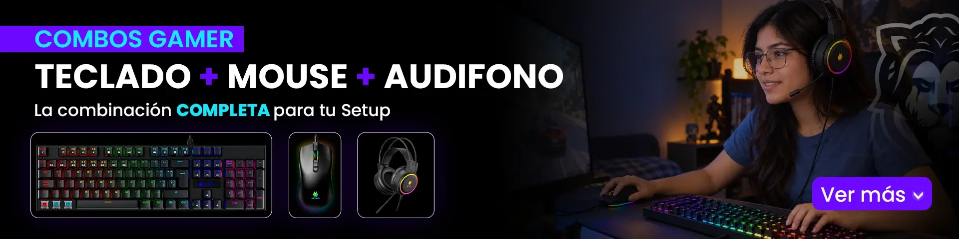 Teclado + Mouse + Audifono Gamer