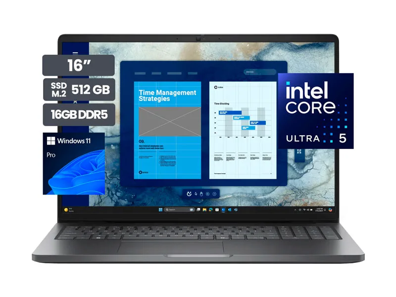 Laptop DELL Pro 16 PC16250 16" Intel Core Ultra 5 120U 16GB SSD512GB Wind11 Pro (5GH0W)