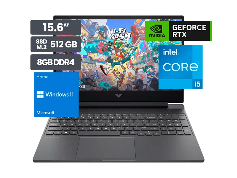 Laptop Gamer HP Victus 15-FA2018LA 15.6" Intel Core i5-13420H 8GB SSD512GB RTX4050 6GB W11home