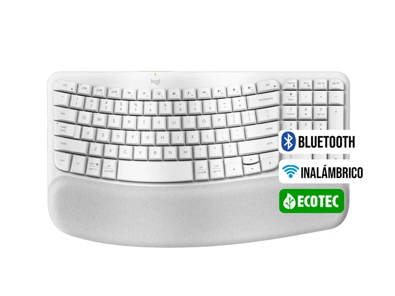 Teclados Logitech ERGO WAVE Wireless Bluetooth White