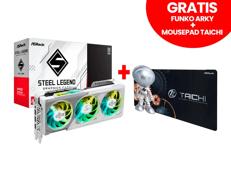 Tarjeta Grafica ASRock RADEON RX 9070 XT 16GB Steel Legend GDDR6 PCI-E 5.0 White