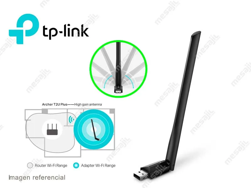 Adaptador USB Wi-Fi 5 TP-Link Archer T2U Plus AC600 Antena