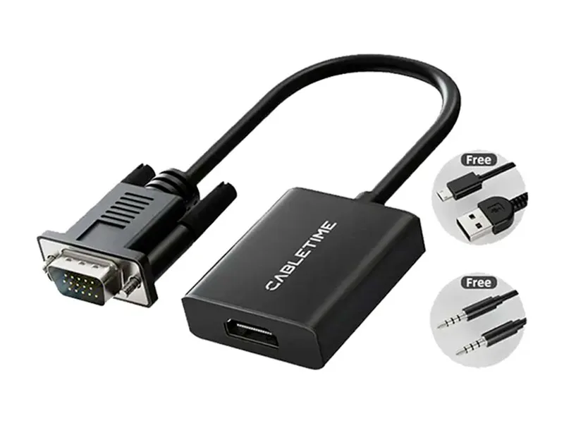 Adaptador VGA a HDMI CABLETIME CP54B 1080P