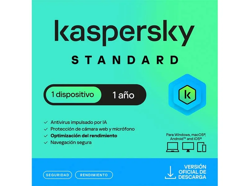 Antivirus Kaspersky Standar 1PC 12 Meses Digital