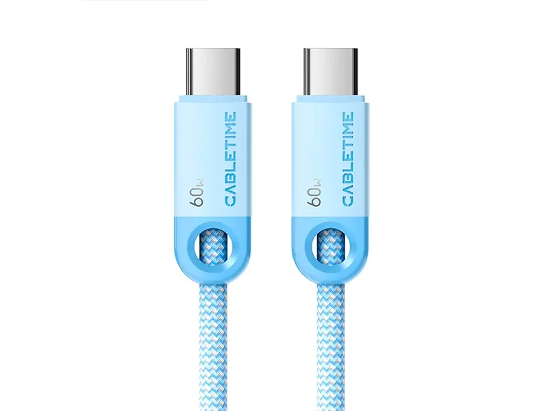 Cable USB-C a USB-C 1mt CABLETIME CUP3H USB-C PD60W Celeste