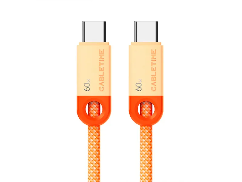 Cable USB-C a USB-C 1mt CABLETIME CUP5H PD60W Naranjado