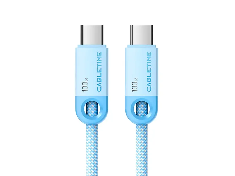 Cable USB-C a USB-C 1mts CABLETIME CUP0H PD100W Celeste