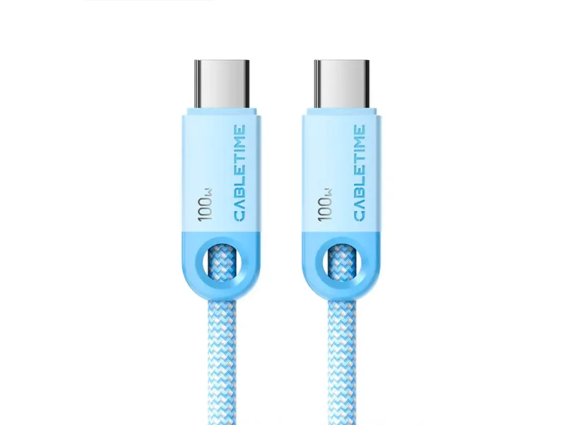 Cable USB-C a USB-C 2mts CABLETIME CUP0L PD100W Celeste
