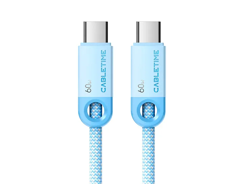 Cable USB-C a USB-C 2mts CABLETIME CUP3L PD60W Celeste