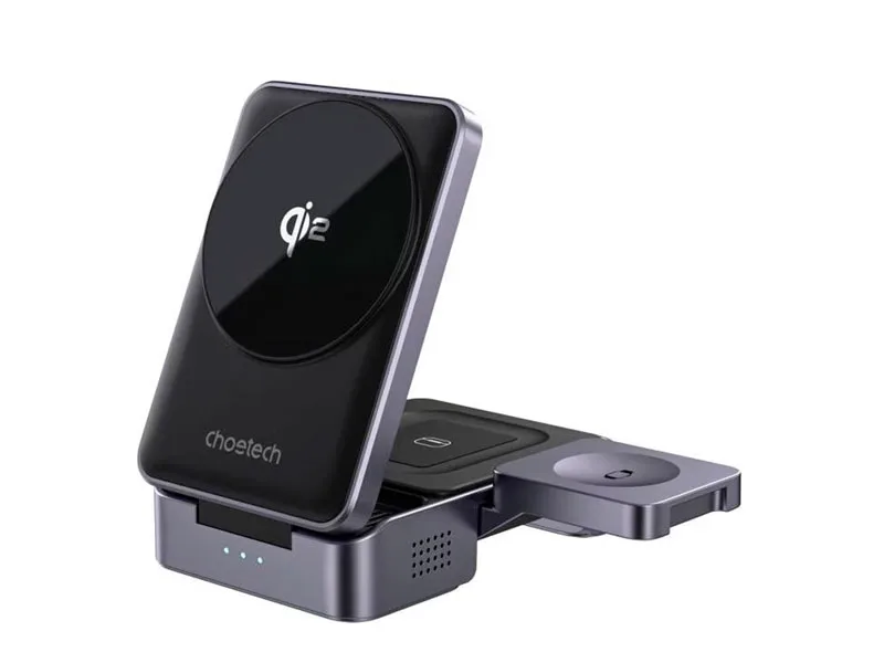 Cargador Inalamblico T637-F CHOETECH 3 en 1 Qi2 MagLeap hasta 15W