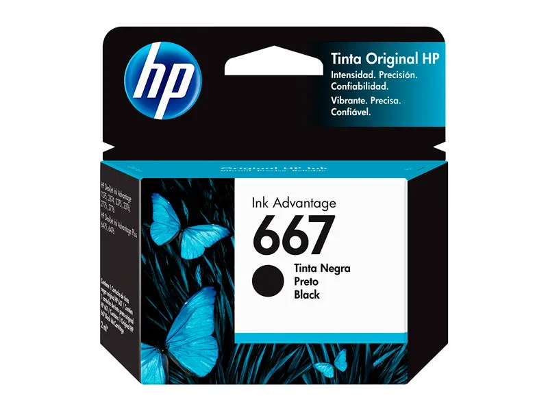 Cartucho de Tinta HP 667 Negro Original (3YM79AL) 2ml 1275/2374/2375/2376/2775/2776