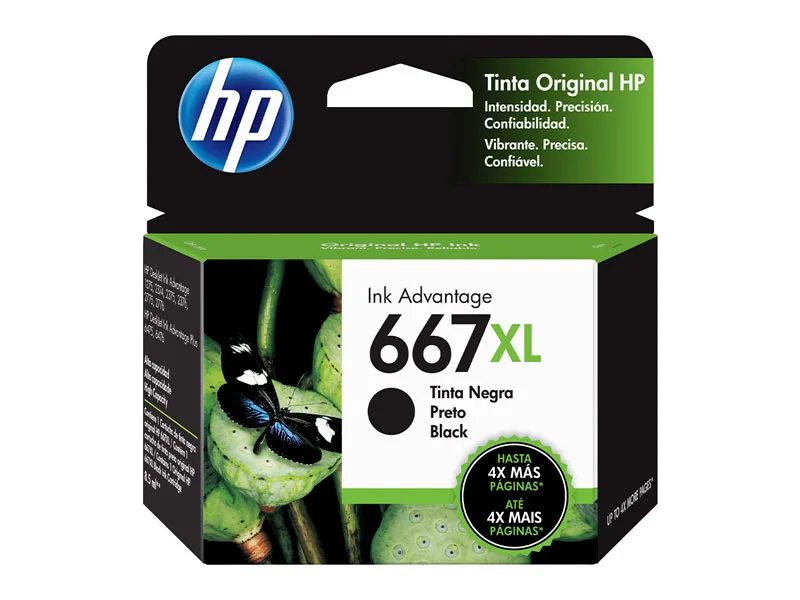 Cartucho de Tinta HP 667XL Negro Original (3YM81AL) 8.5ml 1275/2374/2375/2376/2775/2776
