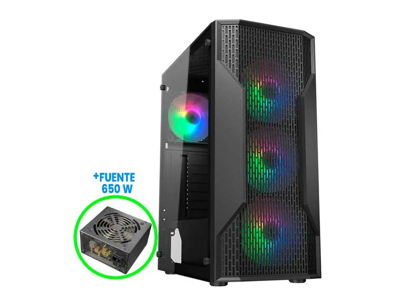 Case Cougar MX110 RGB System Build version + Fuente Atlas 650 Mid tower Black