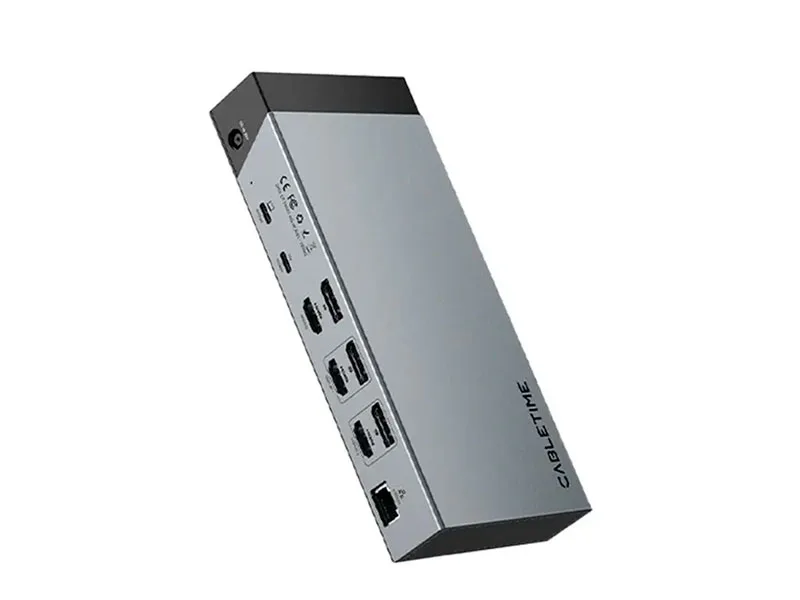 Docking Station CABLETIME TB20G 20 Puertos: HDMI DP USB-A UBS-C 1SDTF 1LAN