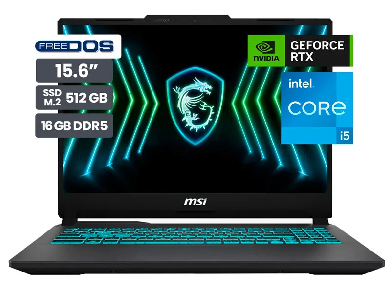 Laptop MSI Gamer Cyborg 15 A13VE Core i5-13420H 16GB SSD512GB V6GB RTX4050 15.6" No incluye Windows