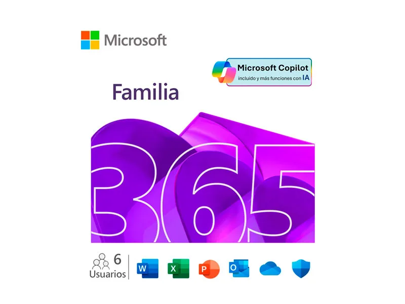 Microsoft 365 Family + Copilot 12 Meses 6 usuario PC y Mac Office ESD Digital
