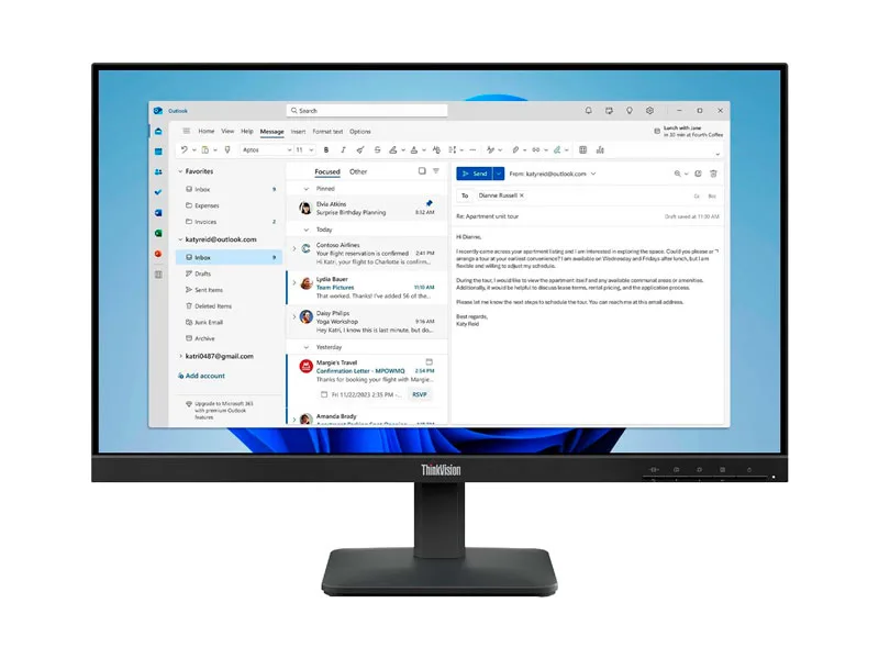 Monitor 23.8" LENOVO ThinkVision S24e-4e Plano HDMI/VGA/6ms/100Hz