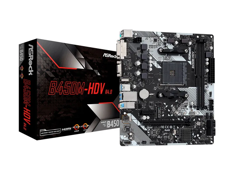 Placa ASROCK B450M-HDV R4.0 AMD AM4 Micro ATX DDR4 HDMI VGA