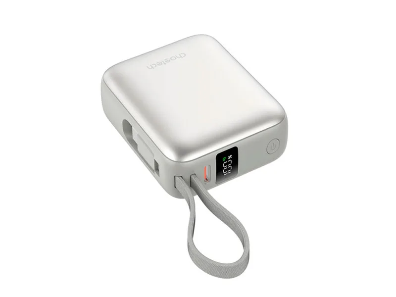 Power Bank CHOETECH B832-SL Mini 10000mAh 35W con pantalla y cable integrado Silver