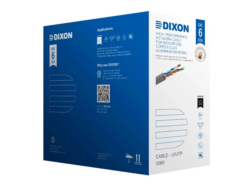 ROLLO DIXON CABLE DE RED CAT.6 3060 CCA 4Px23awg 305m GRIS