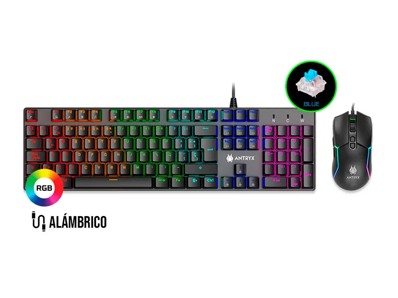 Teclado Mecanico + Mouse Antryx GC-3500 Black/Blue Switch (AGC-3500KBL-SP)