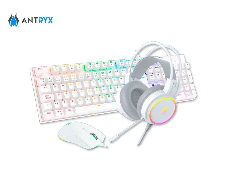 Combo Gaming Teclado + Mouse + Auricular Antryx GC-3100 X3 White Switch red