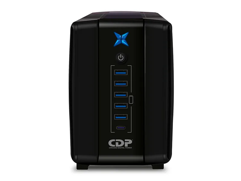 UPS CDP 500VA (250w) R-UPR508I Interactivo 8 tomas/5 port USB-A/1 tipo-C Black
