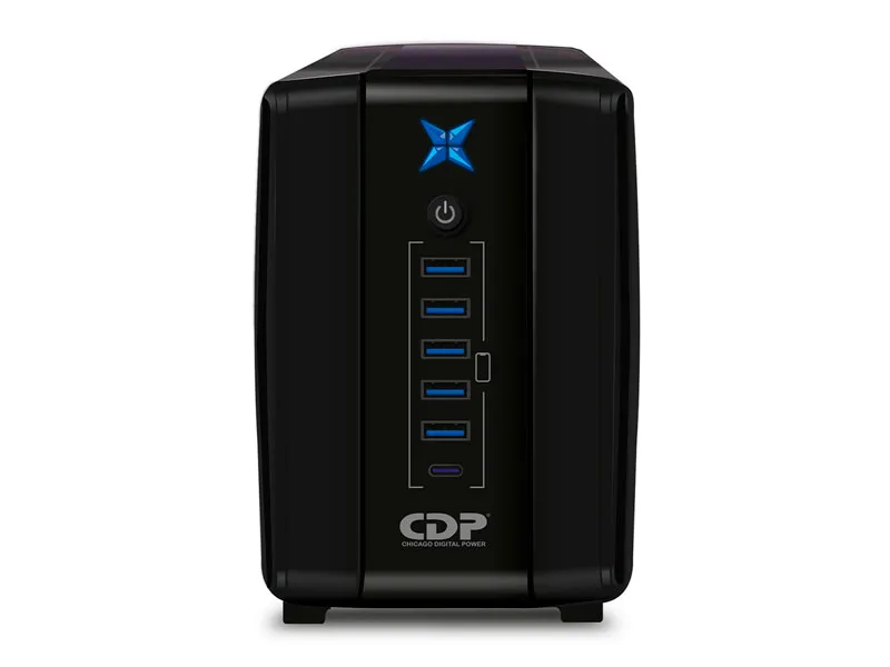 UPS CDP R-UPR758i interactivo 750VA /375watts/Autonomia 20M/5 port USB-A/1 tipo-C Black