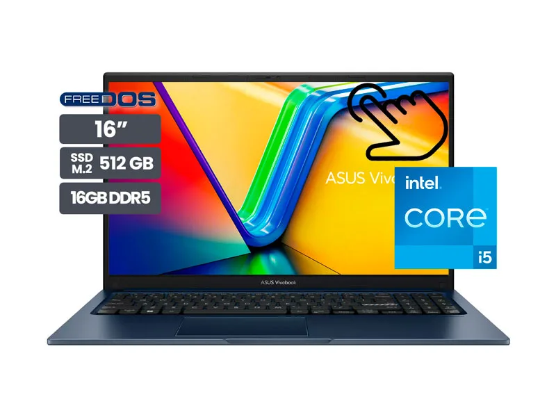 Laptop ASUS VivoBook 16 X1504VA-E84085 16" Tactil  Intel Core 5-120U 16GB SSD512GB No incluye Windows